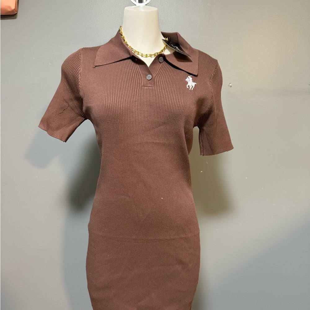 Brown Polo Dress with Logo